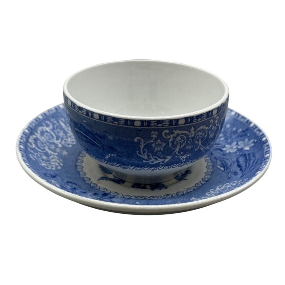 Spodes Camilla Copeland Blue & White Tea Cup & Saucer Set England 2 floral READ